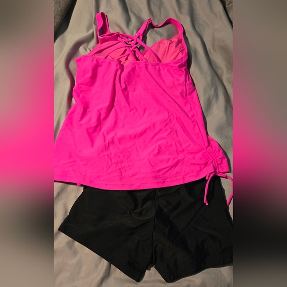 TEMPT ME High Waisted Boyshorts Criss Cross Strappy Back Tankini #514 - Picture 2 of 8